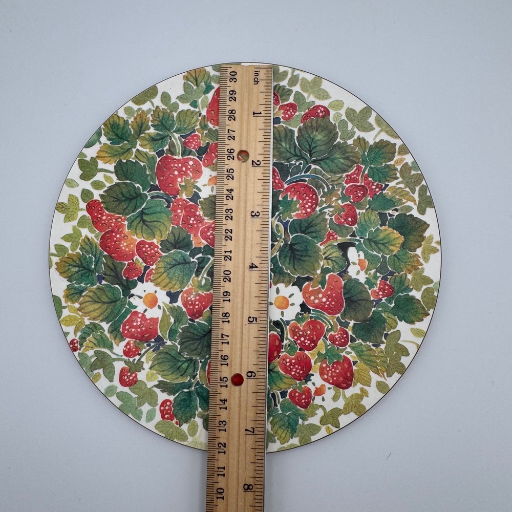 Clover Leaf Trivet Green Red Strawberry Cork Back Hot Pad Made in Britain - Picture 2 of 4
